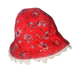 Handmade Georgia Bulldogs Women's Bucket Hat Cotton Crotchet Boho Red Football